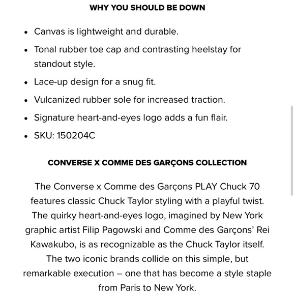 Converse x Comme des Garçons PLAY Chuck 70 Sneakers - Picture 12 of 13